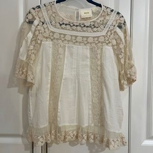 Maeve By Anthropology Cream Peasant Blouse